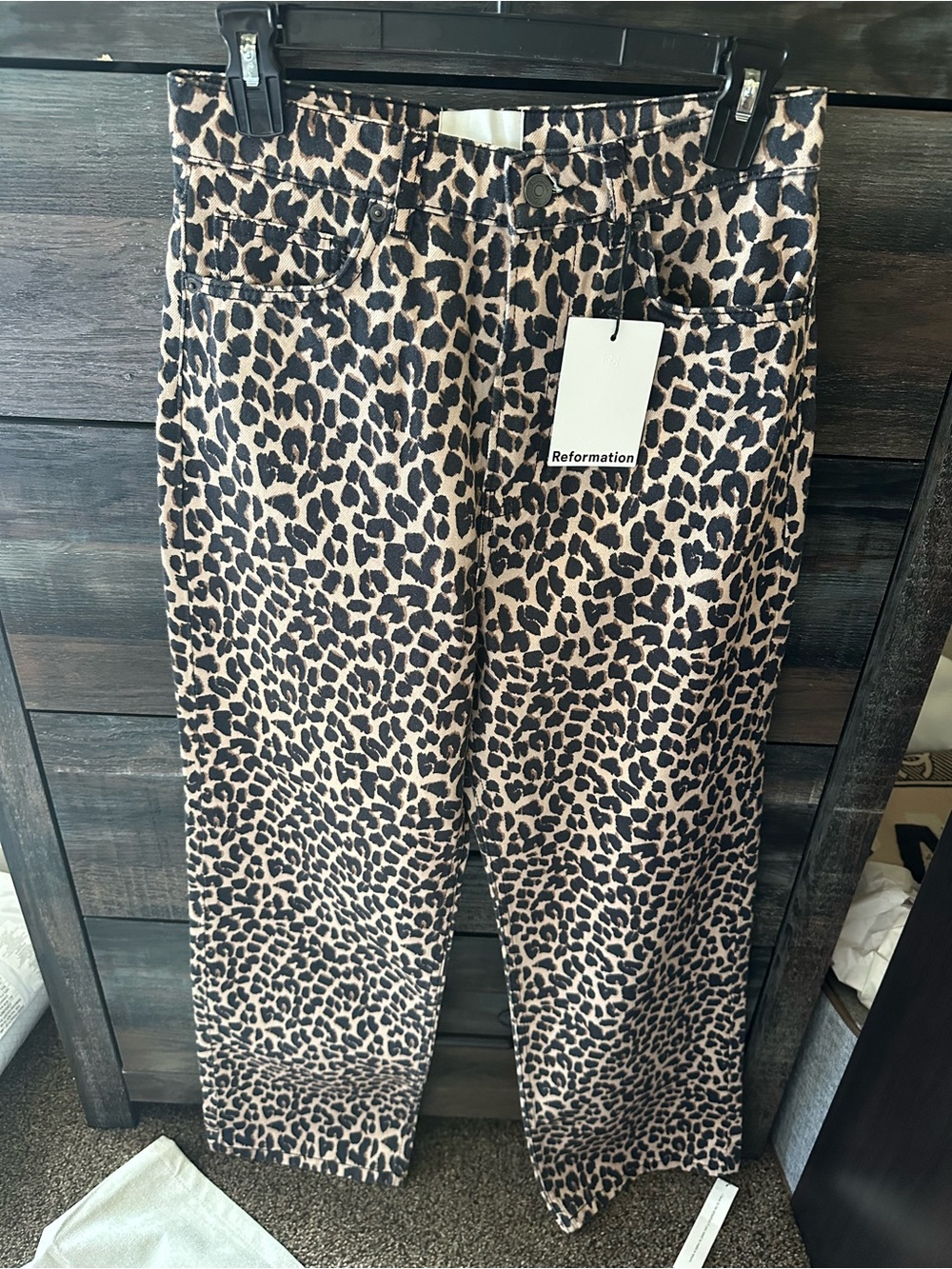 Reformation Leopard-Print Wide Leg Pants - Tan & Black